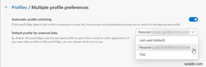 Microsoft Edge में बाहरी लिंक खोलने के लिए डिफ़ॉल्ट प्रोफ़ाइल कैसे निर्दिष्ट करें