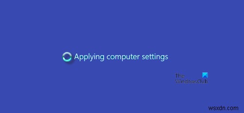 विंडोज सर्वर  Applying Computer Settings  स्क्रीन पर अटक गया