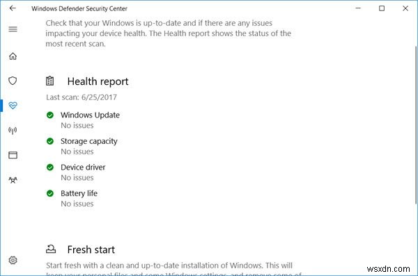 विंडोज 10/11 में Health Report उपलब्ध नहीं है