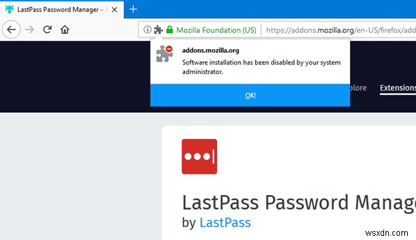ग्रुप पॉलिसी या रजिस्ट्री संपादक का उपयोग करके Firefox में ऐड-ऑन इंस्टॉलेशन अक्षम करें