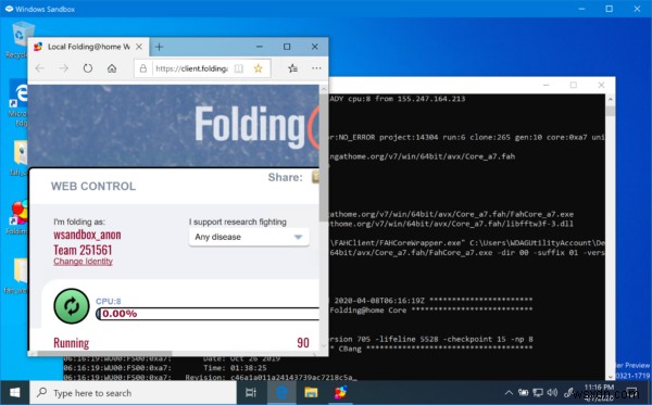 Windows Sandbox का उपयोग करके CPU समय को सुरक्षित रूप से दान कैसे करें