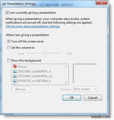 Windows 10 में प्रेजेंटेशन सेटिंग्स का उपयोग करके लैपटॉप को प्रेजेंटेशन के दौरान स्लीप होने से रोकें