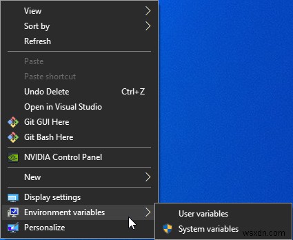 Windows 11/10 में Environment Variables को Context Menu में कैसे जोड़ें