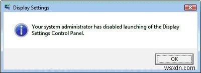 Windows कंट्रोल पैनल में डिस्प्ले सेटिंग्स नहीं खुल रही