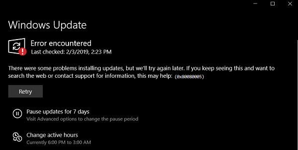 Windows 11/10 पर Windows Update त्रुटि 0x80080005 ठीक करें