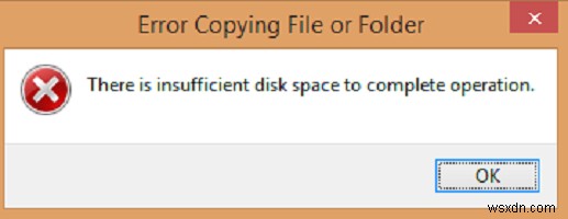 Windows 10 पर There is insufficient disk space to complete operation त्रुटि