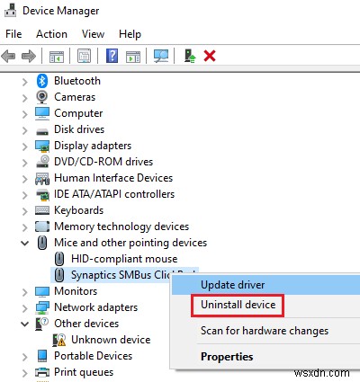 Synaptics Pointing Device Driver से कनेक्ट करने में असमर्थ