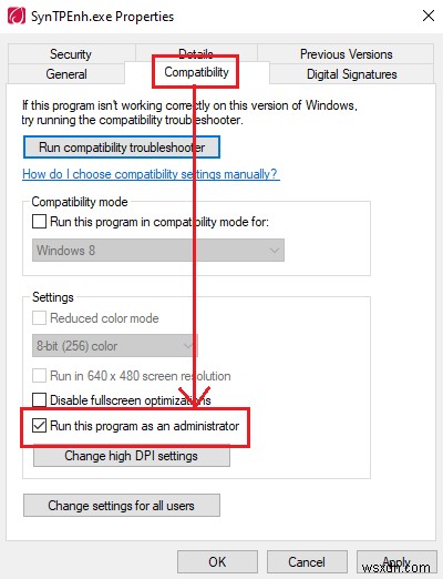 Synaptics Pointing Device Driver से कनेक्ट करने में असमर्थ