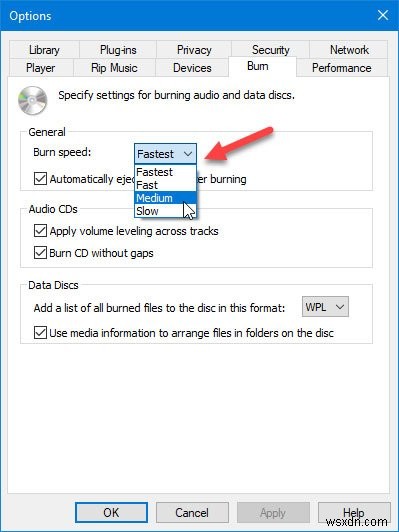 ऑडियो फ़ाइलें बर्न करते समय Windows Media Player कुछ फ़ाइलें बर्न नहीं कर सकता त्रुटि
