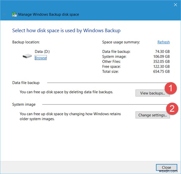 Windows 10 में सिस्टम इमेज और बैकअप कैसे हटाएं