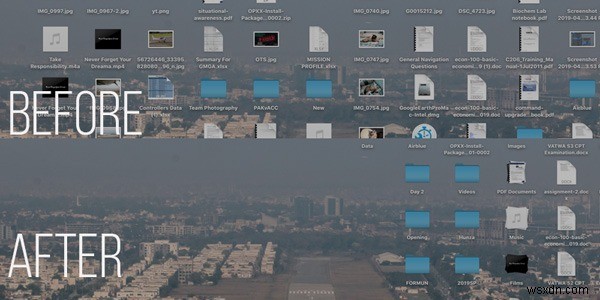 साफ़ डेस्कटॉप के लिए macOS पर स्टैक्स सक्षम करें
