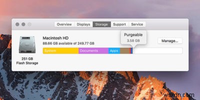 macOS Sierra के पर्जेबल स्पेस को समझें और हार्ड ड्राइव स्पेस ऑप्टिमाइज़ करने के लिए इसका उपयोग कैसे करें