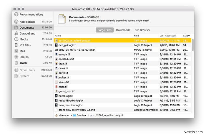 macOS Sierra के पर्जेबल स्पेस को समझें और हार्ड ड्राइव स्पेस ऑप्टिमाइज़ करने के लिए इसका उपयोग कैसे करें