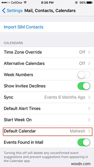 OS X और iOS में डिफ़ॉल्ट कैलेंडर सेट करें