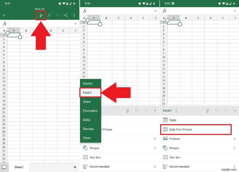 एंड्रॉइड पर MS Excel में तस्वीर से डेटा कैसे डालें