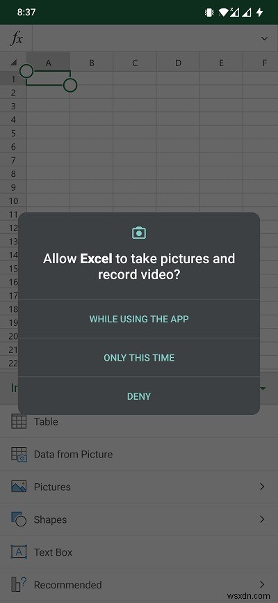 एंड्रॉइड पर MS Excel में तस्वीर से डेटा कैसे डालें