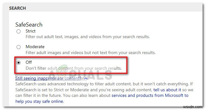 फिक्स: Microsoft Edge और IE में Safe Search बंद नहीं होता
