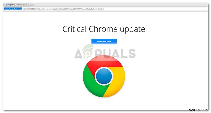 फिक्स: Critical Chrome Update Scam (गंभीर Chrome अपडेट घोटाला)