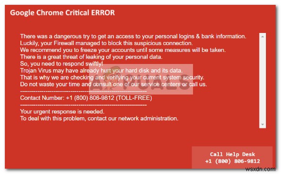 फिक्स: Critical Chrome Update Scam (गंभीर Chrome अपडेट घोटाला)