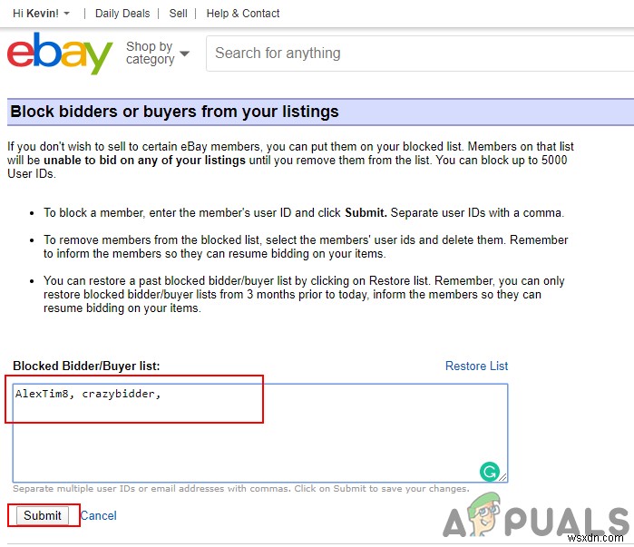 eBay पर खरीदारों और बिडर्स को कैसे ब्लॉक करें?