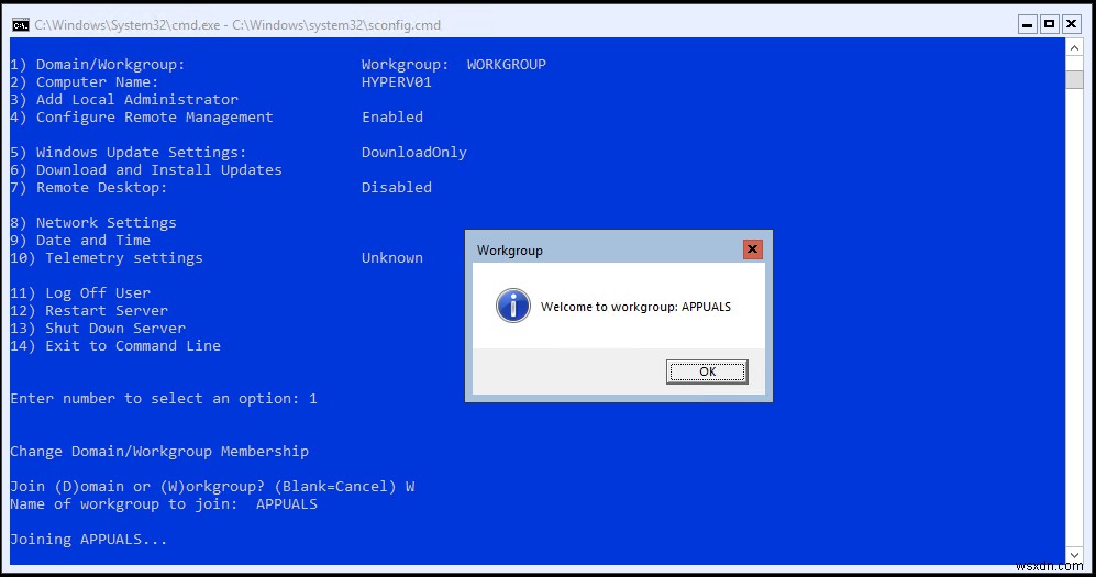 Hyper-V 2019 कोर सर्वर - प्रारंभिक कॉन्फ़िगरेशन