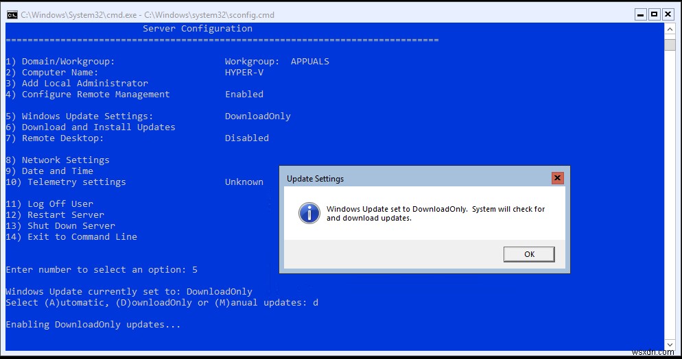 Hyper-V 2019 कोर सर्वर - प्रारंभिक कॉन्फ़िगरेशन