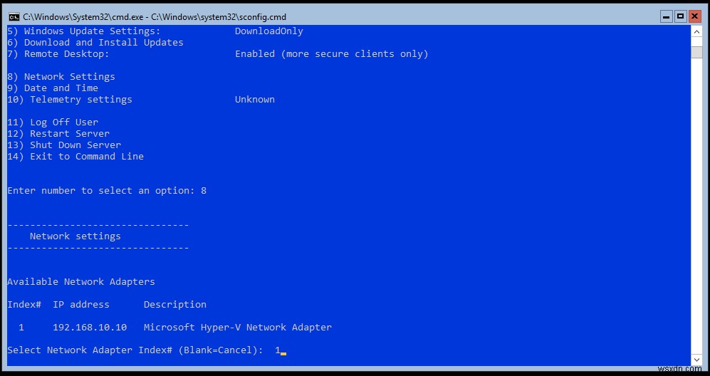 Hyper-V 2019 कोर सर्वर - प्रारंभिक कॉन्फ़िगरेशन