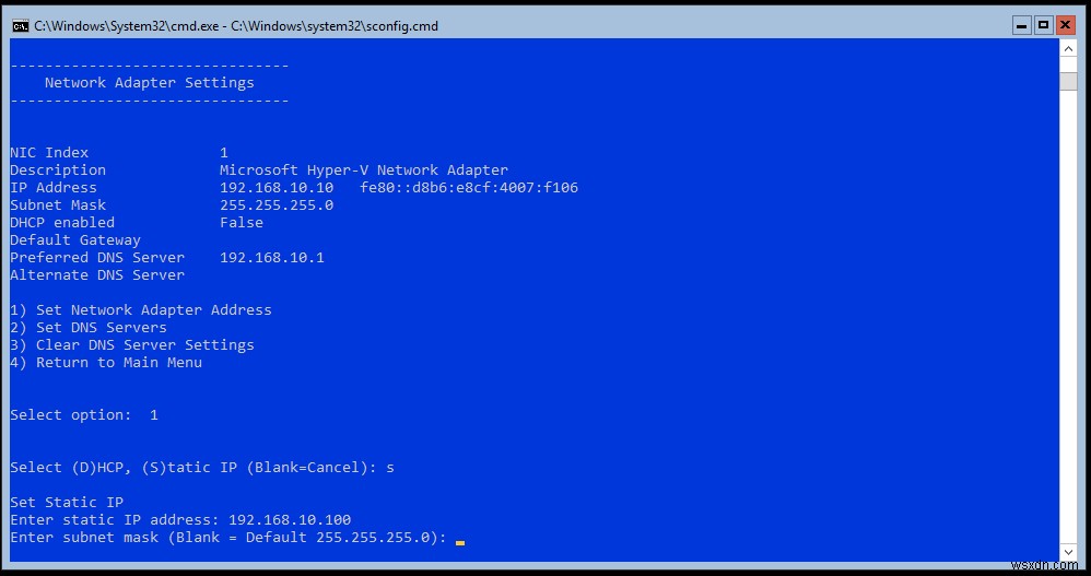 Hyper-V 2019 कोर सर्वर - प्रारंभिक कॉन्फ़िगरेशन