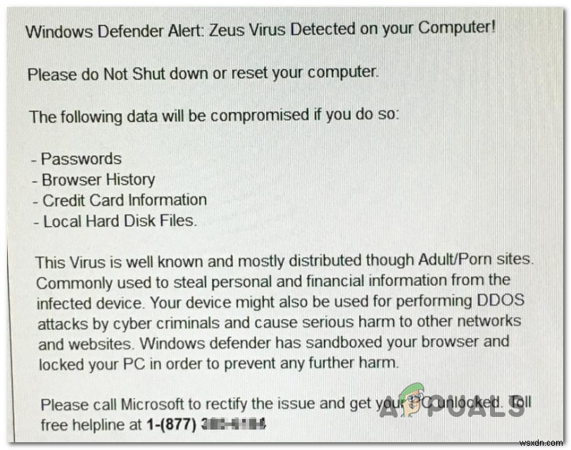 फिक्स: Windows Defender अलर्ट: आपके कंप्यूटर पर Zeus वायरस का पता चला