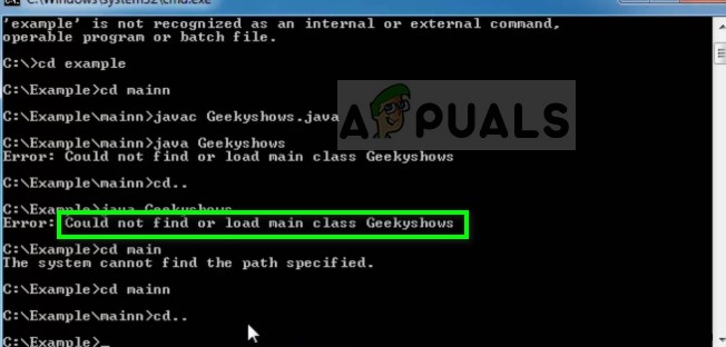 समाधान: Could not find or load main class