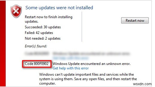 समाधान: Windows Update Error 800f0902