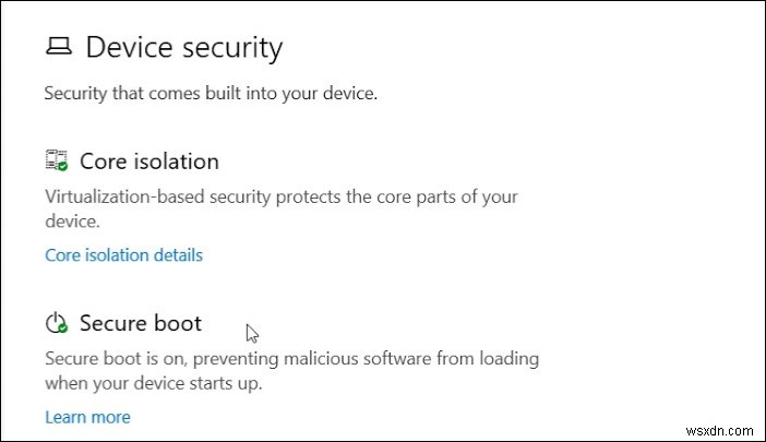 Windows 10 में डिवाइस सुरक्षा क्षेत्र को कैसे छिपाएं?