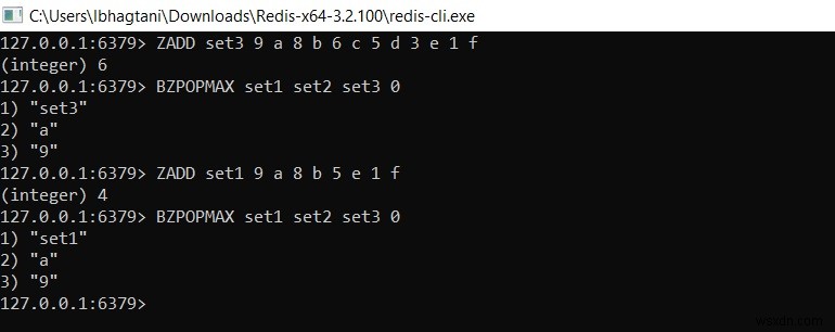 Redis में ZPOPMAX और BZPOPMAX का उपयोग करके सॉर्टेड सेट से उच्चतम स्कोर वाले सदस्य को प्राप्त करें