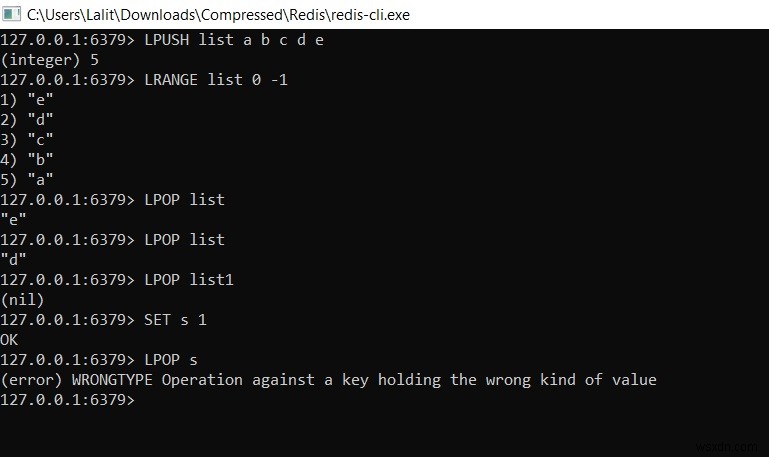 Redis LPOP और BLPOP का उपयोग करके लिस्ट का पहला तत्व हटाएं और वापस करें