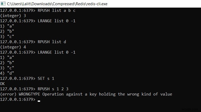 Redis RPUSH और RPUSHX का उपयोग करके लिस्ट के अंत में तत्व डालें