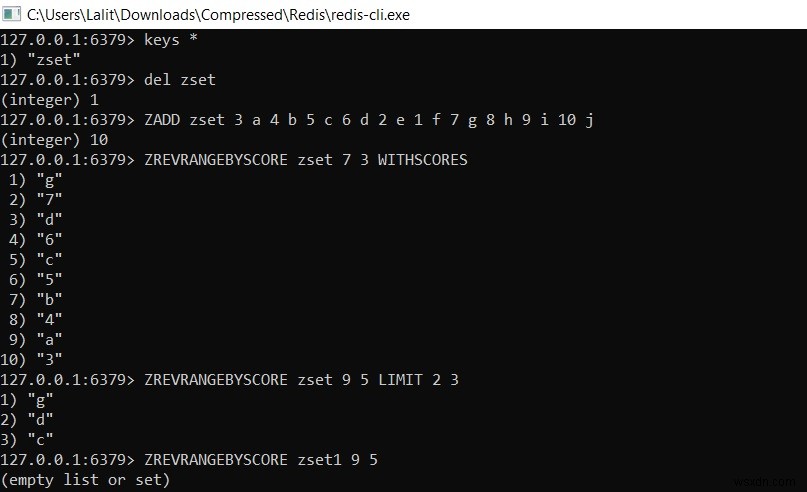 Redis ZREVRANGEBYSCORE का उपयोग करके स्कोर रेंज के अनुसार सॉर्टेड सेट एलिमेंट्स को डिसेंडिंग ऑर्डर में प्राप्त करें