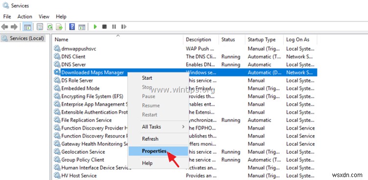 Windows Server 2016 पर Downloaded Maps Manager सर्विस त्रुटि हल करें