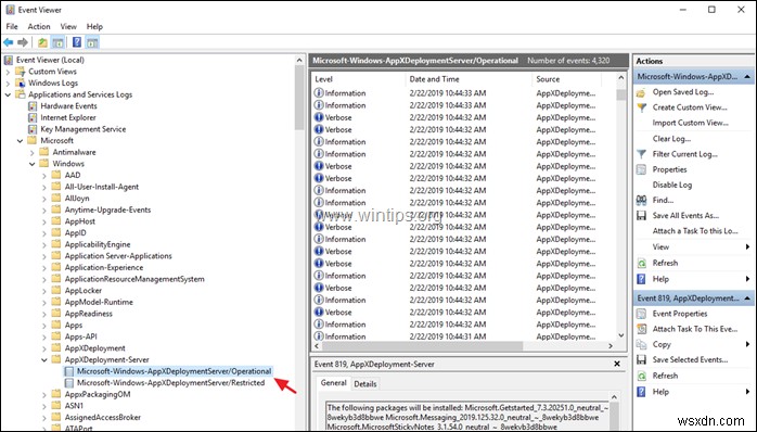 AppX परिनियोजन विफलताओं का निवारण: PowerShell और इवेंट व्यूअर लॉग देखना