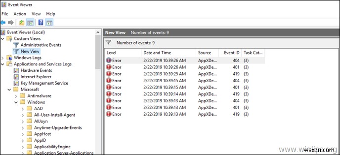 AppX परिनियोजन विफलताओं का निवारण: PowerShell और इवेंट व्यूअर लॉग देखना