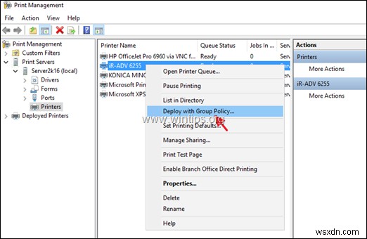 Windows Server 2016 पर ग्रुप पॉलिसी के माध्यम से नेटवर्क प्रिंटर परिनियोजित करें