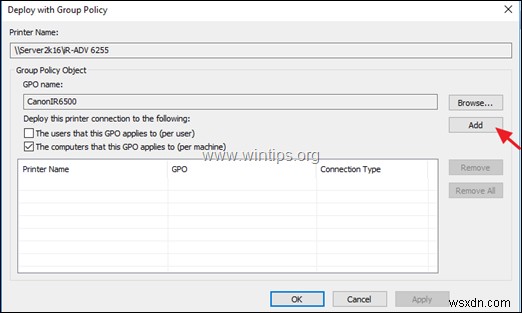 Windows Server 2016 पर ग्रुप पॉलिसी के माध्यम से नेटवर्क प्रिंटर परिनियोजित करें