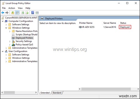 Windows Server 2016 पर ग्रुप पॉलिसी के माध्यम से नेटवर्क प्रिंटर परिनियोजित करें