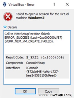 वर्चुअलबॉक्स त्रुटि हल करें: WHvSetupPartition Failed (ERROR_SUCCESS) - चरण-दर-चरण समाधान