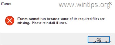 विंडोज 10 पर iTunes की  आवश्यक फाइलें गुम  त्रुटि ठीक करें