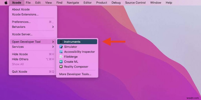 Xcode का उपयोग करके मैक पर आईफोन और आईपैड प्रोसेस देखें