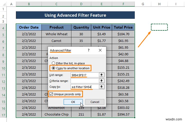 एडवांस्ड फ़िल्टरिंग के साथ Excel में डुप्लिकेट पंक्तियाँ हटाएं