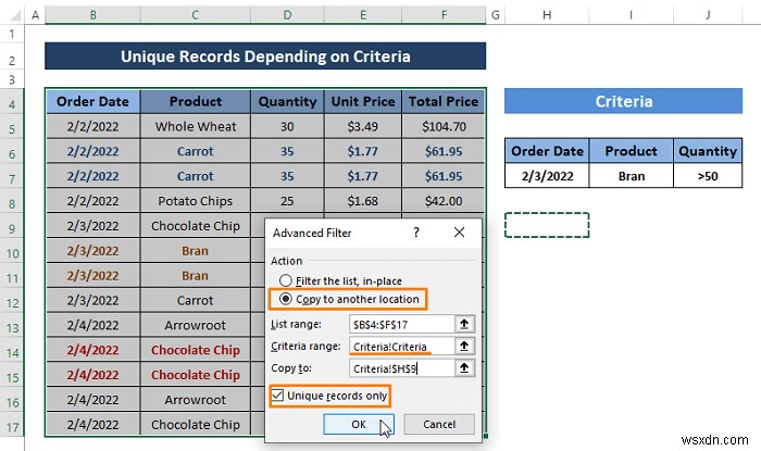एडवांस्ड फ़िल्टरिंग के साथ Excel में डुप्लिकेट पंक्तियाँ हटाएं