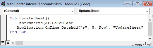 VBA का उपयोग करके एक्सेल डेटा को हर 5 सेकंड में स्वचालित रूप से रीफ्रेश करें