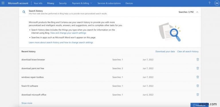 Windows PC पर एक्टिविटी हिस्ट्री देखें और प्रबंधित करें