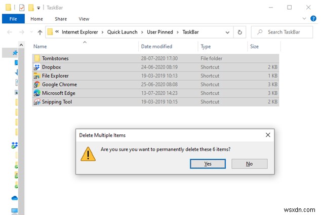 Windows 10 में  टास्कबार पर प्रोग्राम पिन करने में असमर्थ  एरर ठीक करें